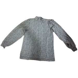 LOFT Women’s Leopard Print Pullover Turtleneck Shirt Puff Sleeves Size Small